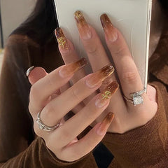 Press on Med Nails  Supplies for Professionals Fake Nails with Glue Free Shipping Faux Ongles Artificiales Nail Accesories 24Pcs