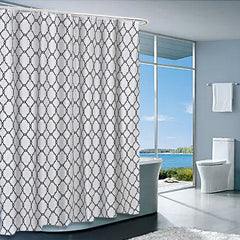 Yickyue Modern Simple Mildew Resistant Long Waterproof Plain Polyster Blue Geometric Shower Curtain For Hotel