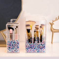 Clear Makeup Brush Storage Box Cosmetic Organizer Plastic Box Lipstick Display Rack Storage Bucket Acrylic Bathroom Accessories