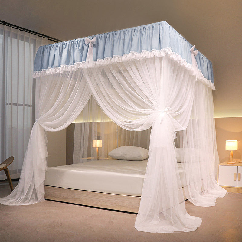 YICKYUE  -  Quadrate Palace Mosquito Net With Frame Encrypted Romantic Bed Curtain Canopy Nets Three-door Bedcover Curtain Home Decoration