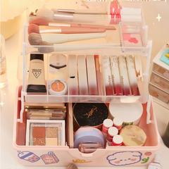 Multilayer Cosmetic Storage Box Plastic Clear Cute Makeup Organizer Desk Large-capacity Makeup Accessories Organizer Box Storage