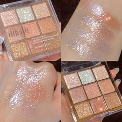 Yickyue Flash 9-Color Eye Shadow Plate Pearl Flash Matte Eye Shadow Plate Pearl Flash Eye Shadow Eye Palette High Quality Eye Makeup New