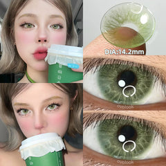 YICKYUE  -  1 Pair/2pcs Prescription Contact Lenses for Eyes Myopia Eye Color Lenses With Diopters Blue Green Natural Lenses Pupils