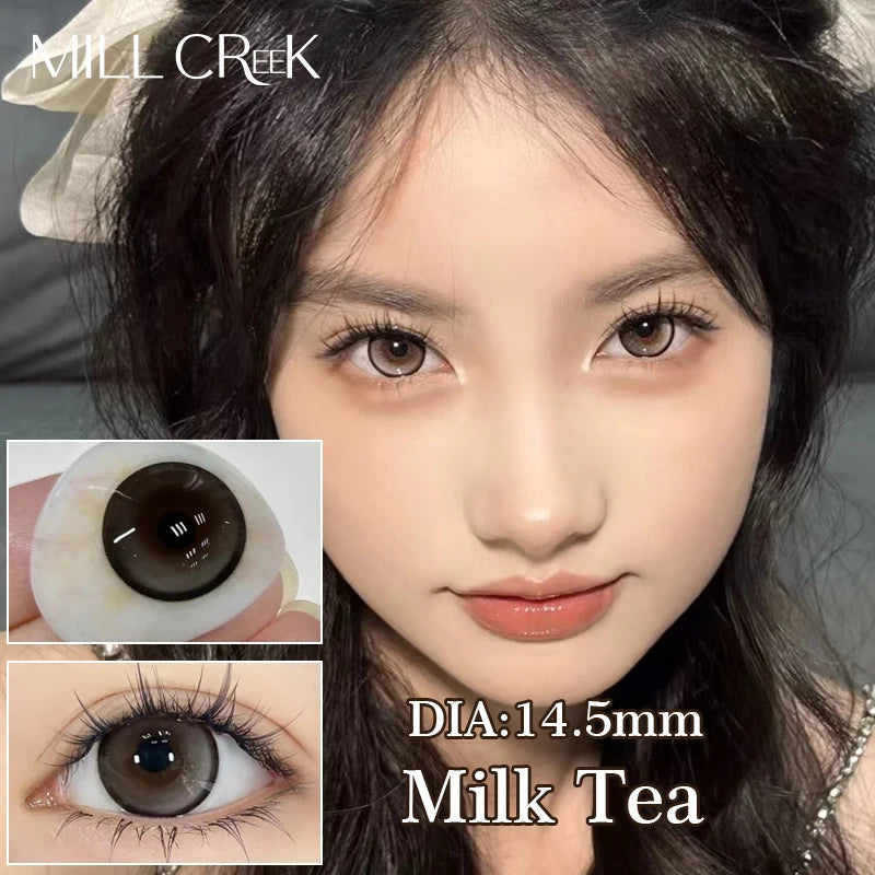 YICKYUE  -  1 Pair/2pcs Color Contact Lenses for Eyes High Qualit with Myopia Prescription Beauty Pupil Yearly Use Fast Shipping