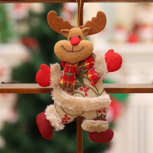 Christmas Tree Small Doll Snowman Deer Bear Fabric Puppet Small Hanging Pendant Children's Puzzle Toy Gift