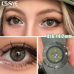 YICKYUE   -  2Pcs Colored Contact Lenses Myopia Degree -0.00 to -8.00 Nature Blue Eyes Gray Makeup Soft Lens Green Eye Beauty Pupil