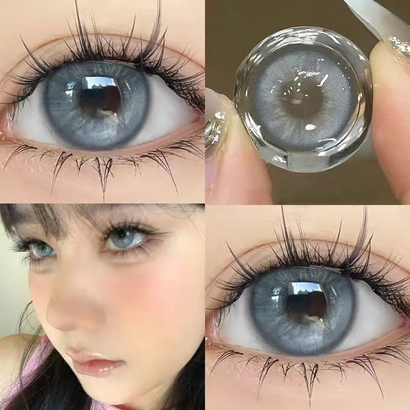 YICKYUE  -  1pair/2pcs Fashion Color Contact Lenses Natural Prescription Myopic Lenses Student Natural on Eye Use Lenses Free Shipping