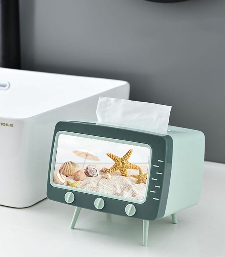 TV Tissue Box Household Kitchen Tissue Storage Box Living Room Drawer Multifunctional Mobile Phone Shelf Desk Organizer