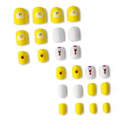 24Pcs Wearable Short Fake Nails Jump Color Side Reusable Stick-on Nails Full Cover Press On Nails Tips Art with Glue