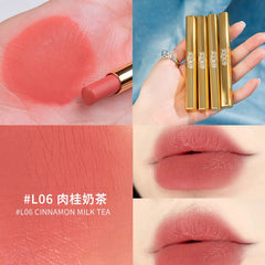 Make Up Nude Color Lipstick Long Lasting Waterproof Smooth Red Lip Stick Sexy Velvet Gold Tube Matte Lipstick Wholesale Batom
