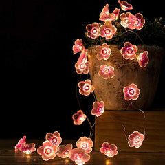 LED Battery Light String Peach Flower Lamp Christmas Outdoor Garden Decoration Flower Shape Flashing Light Peach Flower Lamp