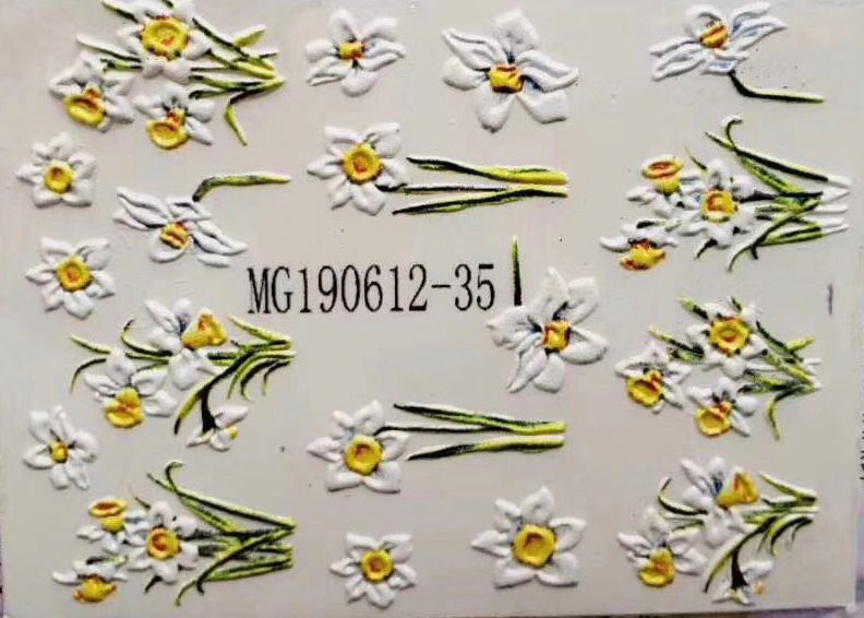Flower Leaf Tree Green Nail Sticker 3D Black Pink Plant Beauty Water Decals Empaistic Nail Water Slide Decals ZJ0246