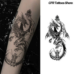 YICKYUE  -  Dark Dragon Herbal Juice Tattoo Stickers European American Style Fake Tatto Temporary Tattoos Arm Waterproof Hip Hop Charm Punk