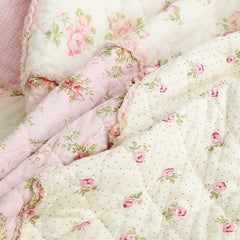 CHAUSUB Cotton Bedspread Quilt 1pc Floral Printed Blanket on Bed Coverlet for All Season Twin Size 150x200cm Quilted Sofa Cover