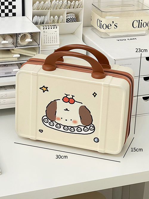 YICKYUE  -  Kawaii Dog Makeup Storage Organizer Cute Travel Plastic Cosmetics Case Portable Large Capacity Storage Container For Girl Women