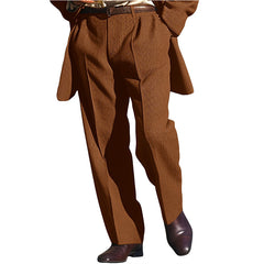 Hearujoy Autumn Winter Men Knit Suit Pants Solid Loose Straight Trousers Daily Business Vacation Casual Knitted Yarn Pant Streetwear