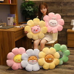 Cute Sun Flower Throw Pillow Cartoon  Plush Chair Cushion Stuffed Chair Cushions Soft Kid Animals Cushions for Pallets Floor Mat