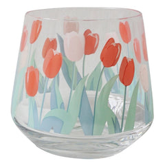 Ins net red Korean hand painted flowers tulip glass girl milk coffee cup juice cup drink water cup