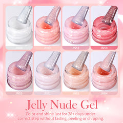 YICKYUE  -  10ml Jelly Gel Nail Polish Crystal Translucen Soak Off Semi-Permanent Varnish Base Top Coat Glitter Sequins Manicure