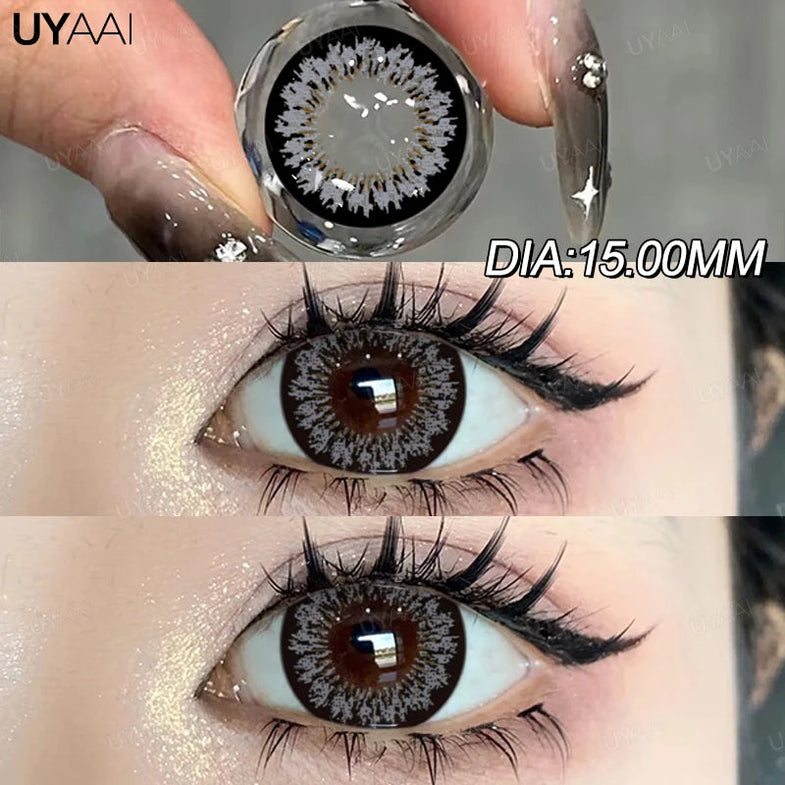 YICKYUE - Color Contact Lenses for Eyes Gray Colored Lenses 15mm Black Lenses Green Pupils Discounts Colorful Purple Lens