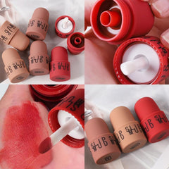 New Arrival Velvet Matte Lip Glaze Matte Waterproof Lipstick Makeup Stamp Shaped Lipclay Dual-use Lip and Cheek Cosmetics TSLM1