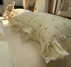 YICKYUE  -  Romantic french floral bedding set,twin full queen fairyfair lace flower cotton home textile bedspread pillow case duvet cover