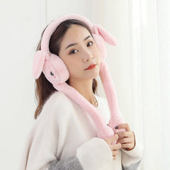 Cute jumping Earmuffs Rabbit Moving Ears Airbag Hat Warm Funny Toy Cap Plush Toy Headphones Children Christmas Gift for Children