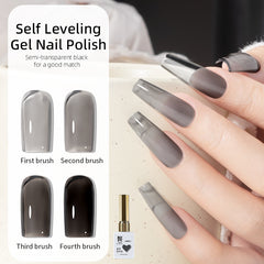 YICKYUE  -  RS Nail 9ml Self Leveling Gel Nail Polish Transparent Black Traceless Leveling Gel Semi Permanent Nail Art Soak Off LED UV Gel