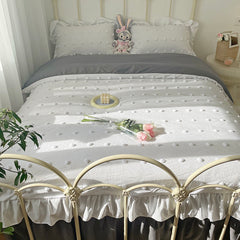 Korean princess style hair ball quilt cover lace four-piece bedding small fresh dormitory bed sheet bed skirt three-piece set