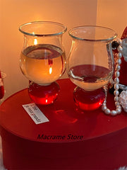 YICKYUE  -  Korean Ins Style Household Champagne Glass, Creative Cartoon, Marble, Apple Shape, Tall Wine Glass, New Year Gift