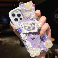 Handmade For iPhone 12 11 13 pro max case 3D Angel Photo Frame iP 7/8plus Bling phone shell 12 Mini DIY creamy cover XS XR SE20