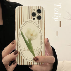Retro Tulip soft silicone phone case for iphone 13 mini x xr xsmax 11 12 pro max 8 7 plus cute flower shockproof cover conque