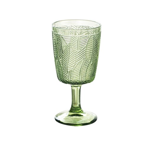 Japanese Style Glass Fresh Leaf Embossed Goblet Vintage Beautiful Retro Green Red Wine Glass Drink Champagne Glass