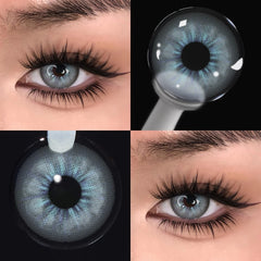 YICKYUE  Prescription Colored Contact Lenses Yearly Myopia Coloured Contacts for Eyes Makeup Natural Blue Lens with Degree 2Pcs