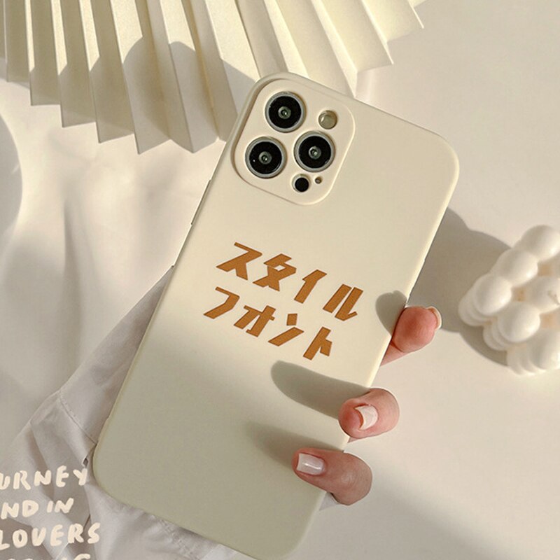 Simple Japanese soft silicone phone case for iphone 11 12 mini pro max 8 xsmax x xr 7 plus letter cover protective capa