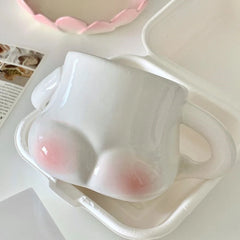 YICKYUE  -  Kawaii Ceramic Mug Cute Pinch Belly Coffee Cup Milk Tea Water Cups Creative Buddha Cup Mug Gift Porcelain Drinking Coffee Mugs