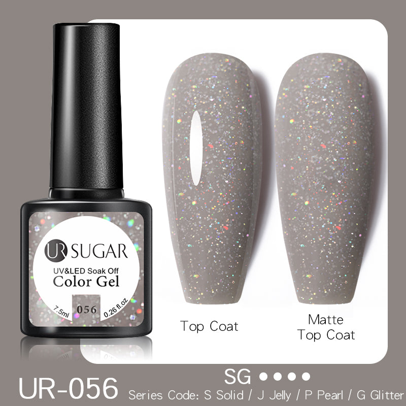 YICKYUE  -  Gel Nail Polish 7.5ml Nude Pink Semi Permanent UV Gel Varnish Soak Off Glitter Sequins Nail Art Gel Need Base Top Coat