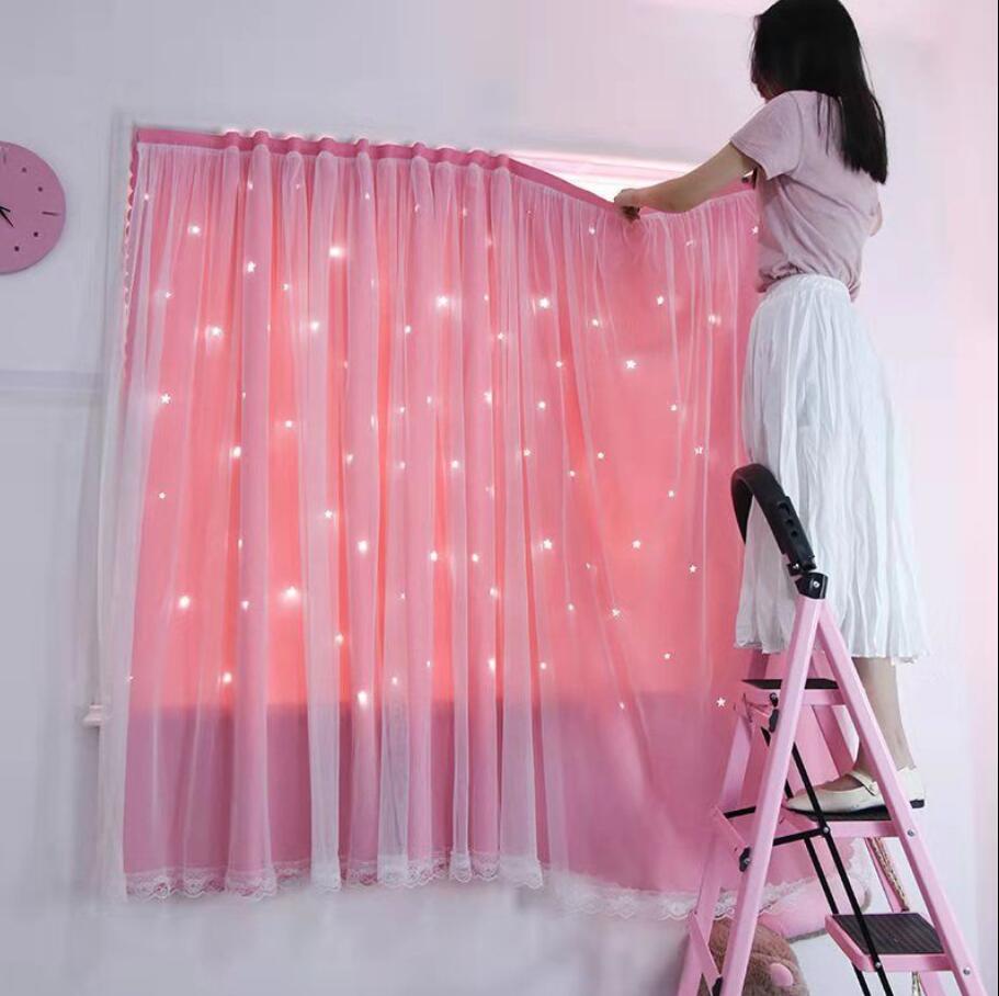 1pcs Punch-free Velcro Girl Heart Curtain Finished Window Screening Living Room Bedroom Partition Shading Cloth Materia F8288