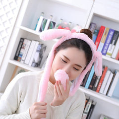 Cute Plush Bunny Ear Move Headband Easter Rabbit Ears Popping Up Pressing the Paws Bunny Fluffy Funny Ear Flag Headband for kids
