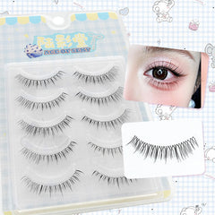 YICKYUE  -  5 Pair Transparent Stem Anime Manga Lashes Extension Fluffy Natural Wispy Korean U-shaped  False Eyelashes