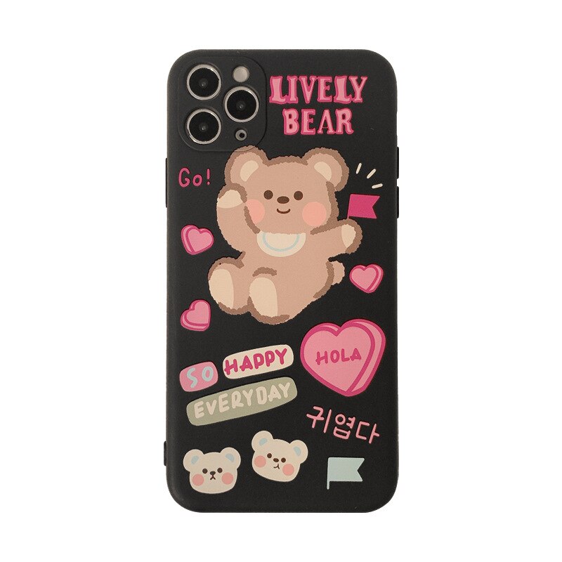 lively bear silicone phone case protective cover for iphone x xr xs max 11 pro max case for iphone 7 8 plus cute capa
