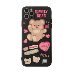 lively bear silicone phone case protective cover for iphone x xr xs max 11 pro max case for iphone 7 8 plus cute capa