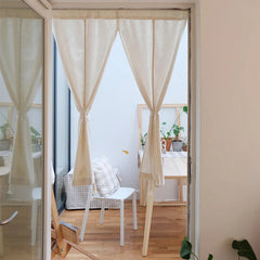 YICKYUE  -  Semi Sheer Curtains for Home Living Room Dining, Japanese Style Drapery Linen, Blended Curtain Rod Pocket, Naturally Soft