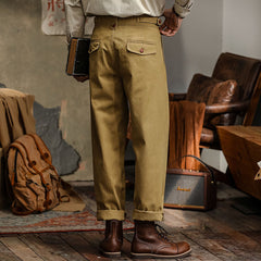Hearujoy American Vintage Gurkha Trouser For Men British Style Casual Loose Straight Cargo Pants Spring Autumn Fashion Cotton Naples Pant