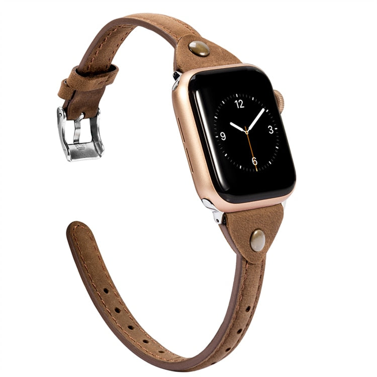 Couple Thin Wrist Band For Apple Watch 41mm 45mm 38mm 40mm 42mm 44mm Slim Leather Strap For iwatch Series 7 6 5 4 3 2 1 se Bands
