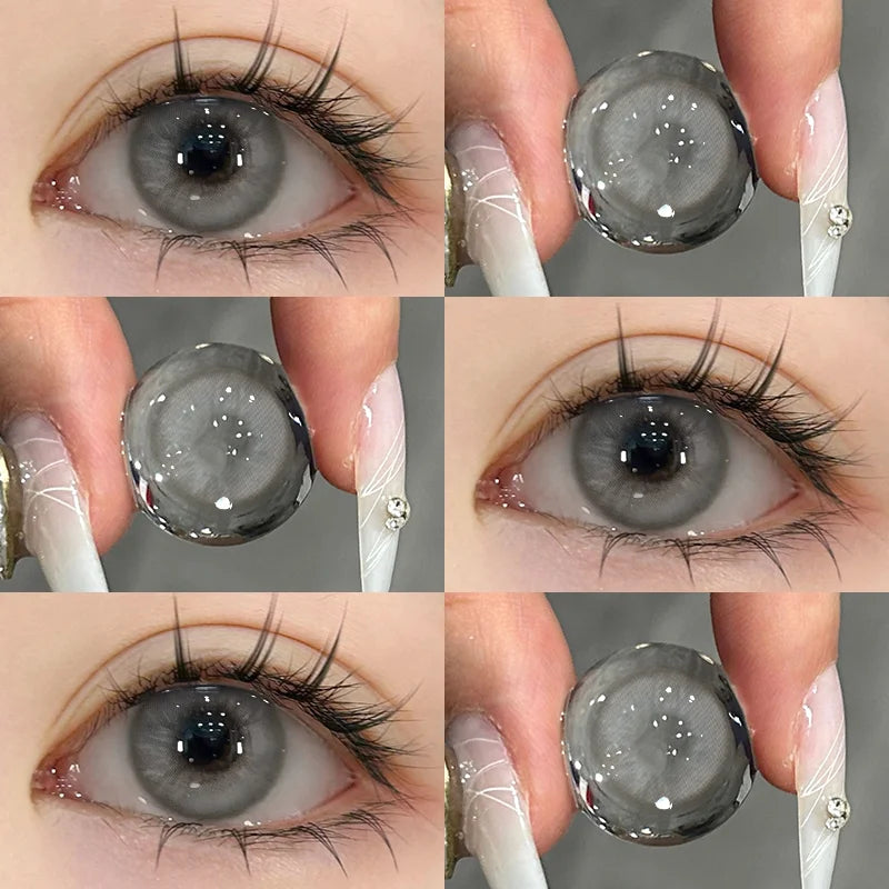 YICKYUE  -  1 Pair Color Contact Lenses For Eyes with Prescription Natural Gray Myopia Beautiful Pupil Soft Natural Accessories