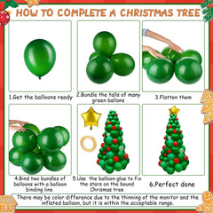 YICKYUE  -  265PCS Balloon Garland Arch Kit Christmas Tree Gingerbread House Red Green Cane Candy Balloon for Xmas New Year Party Decoration