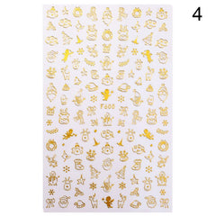 Sliver Bronzing 3D Christmas Nail Art Decoration Sticker Sparkly White Colorful Glitter Geometry Snowflake Winter Slider Foil
