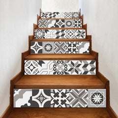 6Pcs/Set Gray Geometric Simple Stair Stickers Decorative PVC  Self-Adhesive Home Waterproof Wall Stickers Step Stickers 18x100CM
