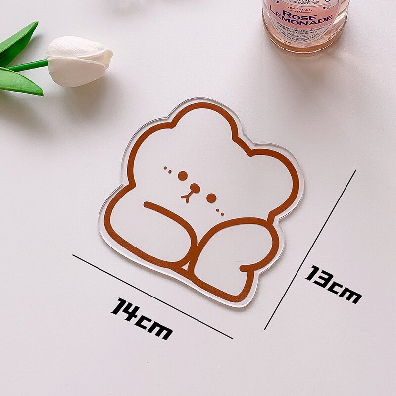 Yickyue Kawaii Bear Egg  Acrylic Coaster For Coffee Mugs Glass Cup Mat Cute Original Heat Insulation Anti-skid Mat Kitchen Accessories